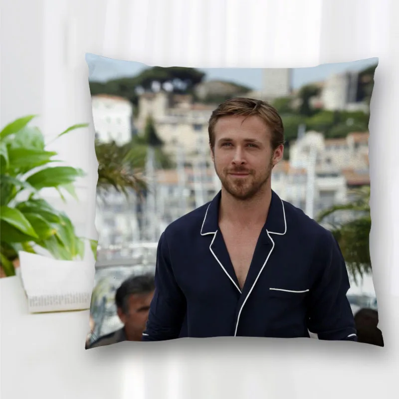 Custom Ryan Gosling Actor Pillow Slips Polyester Decorative Pillowcases Zipper Case Pillowcase Cover Square 40x40cm | Дом и сад