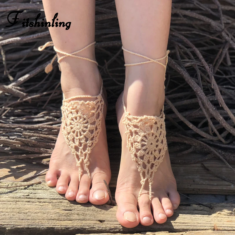 Fitshinling вязаный крючком браслет на лодыжку в стиле бохо вечерние праздничные