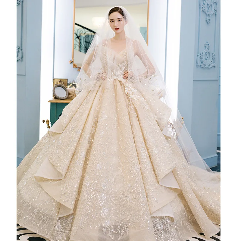 Основные Свадебные платья с оборками русалки 2020 Новое свадебное тяжелое