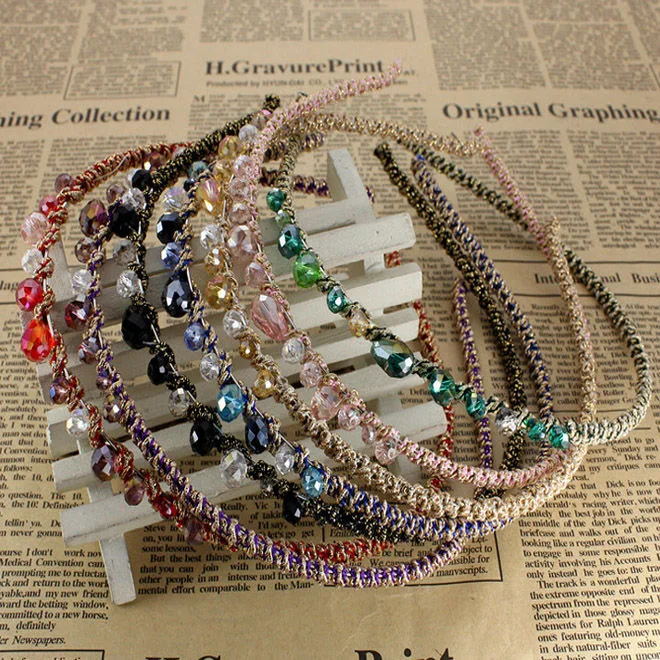 Повязка для волос с яркими кристаллами широкая яркая лента супермерцающими