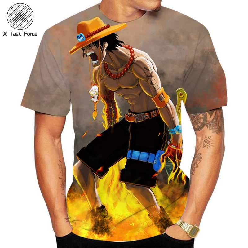 

Summer One Piece T shirt men Japanese Anime Luffy 3D T-shirt men loose casual Short Sleeved tops men Anime clothes t shirt homme