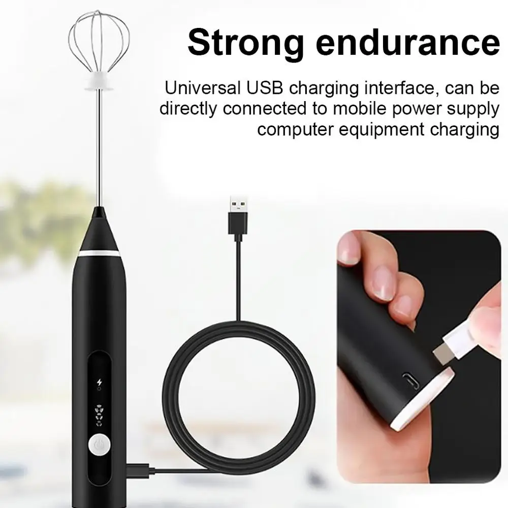 Electric Milk Frother Capuccilo Coffee Mixer Handheld Foamer Egg Beater 3-Speed Portable Adjustable Blender Kitchen Whisk Tool | Бытовая