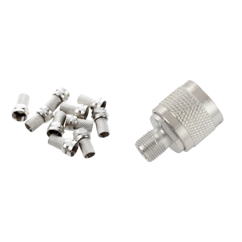 10 Pcs Twist-On RG6 RG-6 F TV Connector &amp 2 N Type Male Plug To Female RF Coaxial Adapter | Connectors
