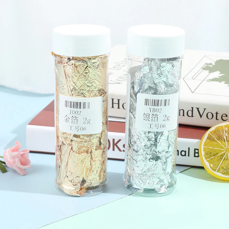 

2Pcs/set Luxury Shiny Gold Leaf Flake Resin Art Decoration Handicrafts Gilding Decoration Jewelry Making Supplies
