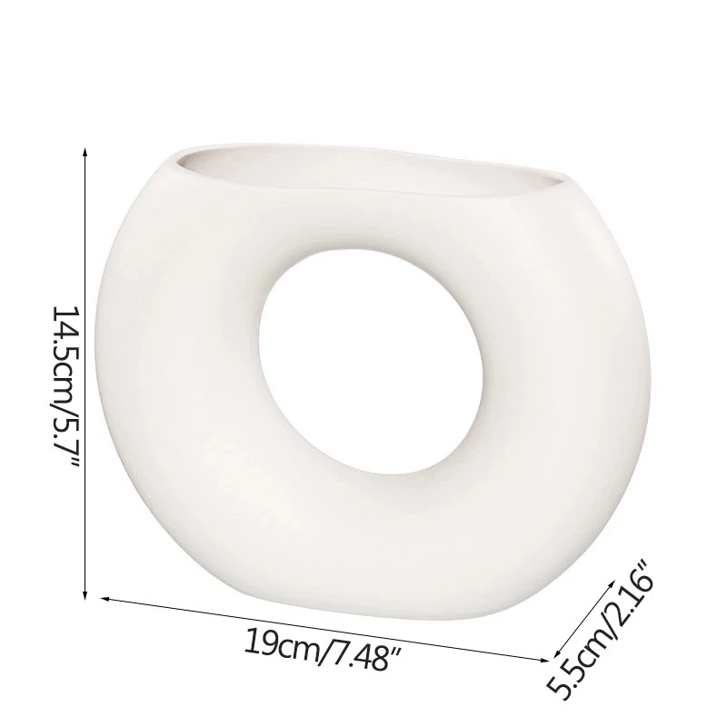 

Home Decoration Accessories Creative Semicircle Ceramic Flower Vase Living Room Decoration Ornament Craft Dry Flower Arrangement