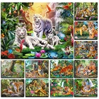 Квадратныекруглые алмазные животные, алмазная живопись 5D, тигр, алмазная рукоделие, сделай сам, пейзаж, радуга, алмазная живопись, сделай сам, украшение для дома