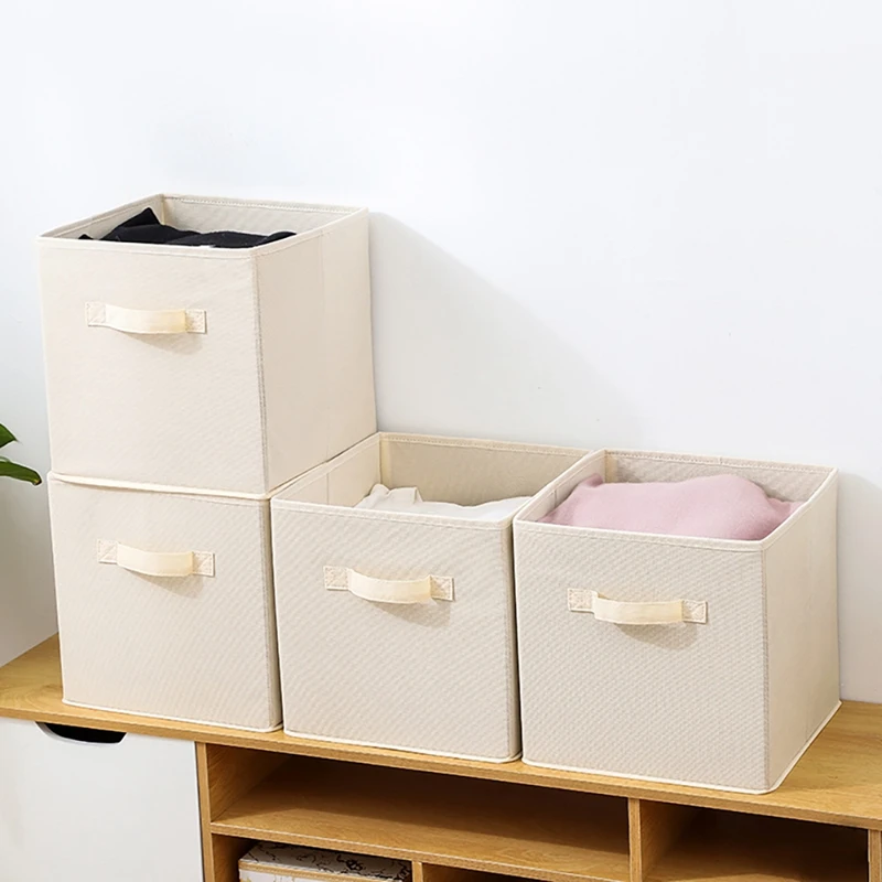 

AU-набор из 4 квадратных корзин для хранения с ручками, складные тканевые коробки, контейнерные корзины, ящики для детской комнаты, органайзе...