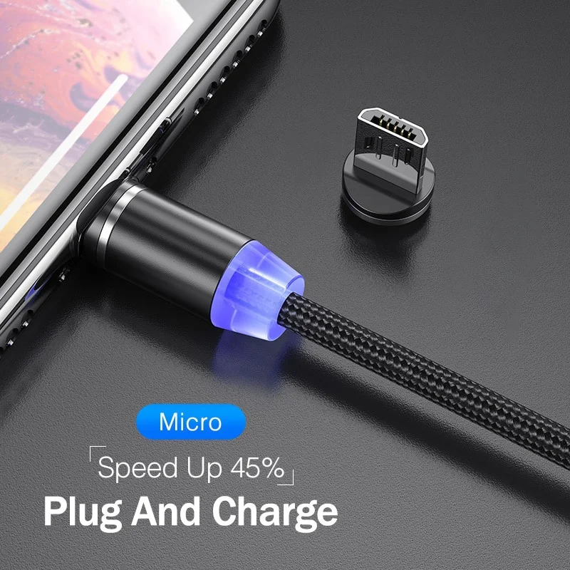 Magnetic USB Cable Fast Charging USB C Cable LED Magnetic Charger Data Charge Micro USB For Samsung S10 For Xiaomi For Huawei