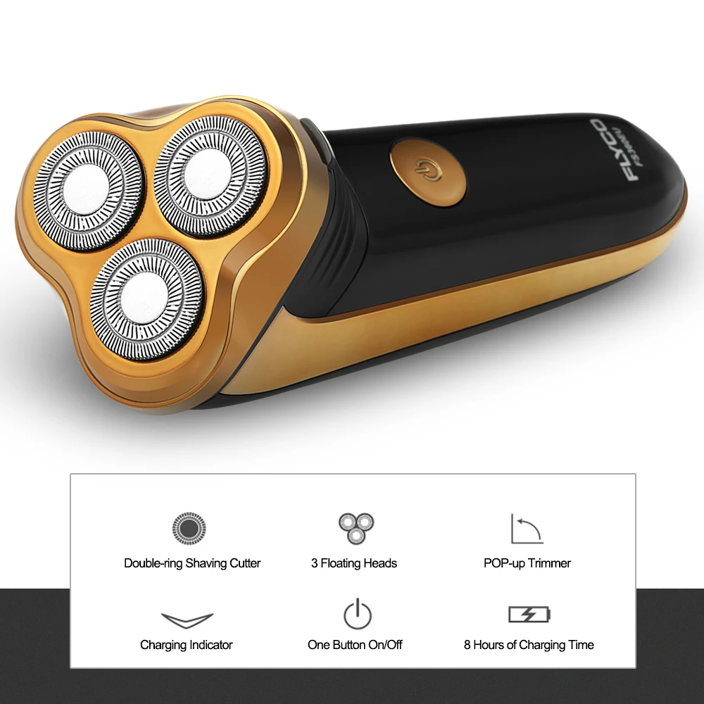 Электробритва для бритья FLYCO FS360EU, триммеры для бороды с 3 плавающими головками, перезаряжаемая электрическая бритва для бороды для мужчин