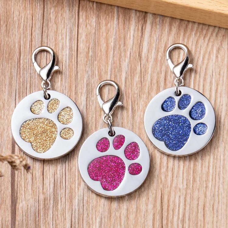 

supply zinc alloy pet round Identity Brand footprints die casting polishing gutta percha laser lettering dog brand