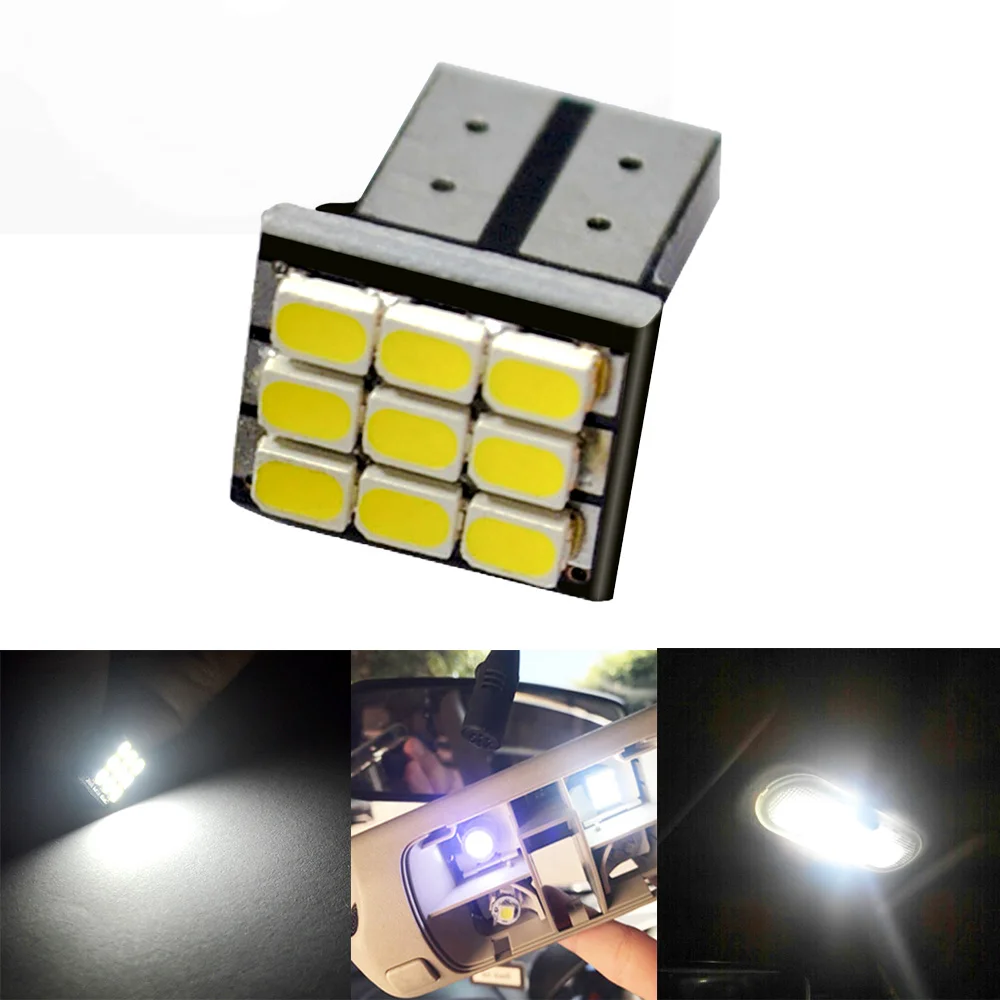 

10pcs New T10T 1206 9SMD Car Led Light Turn Signal License Plate Light Dome Light Interior Lamp W5W 12v Autto Wedge Light Dash