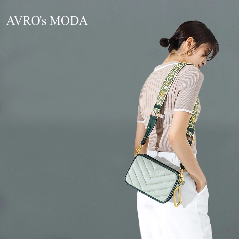 AVRO's MODA Brand Fashion Crossbody Bags Women Handbags Genuine Leather Retro Luxury Designer Ladies Shoulder Square Green Bag