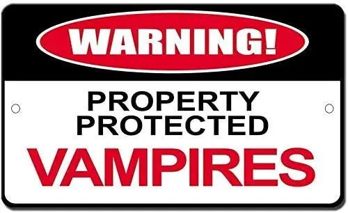 

Nonbrand Vintage Retro Metal Sign,8" x 12",Protected by Vampires Cafe Restaurant Bar Metal Sign Wall Decor
