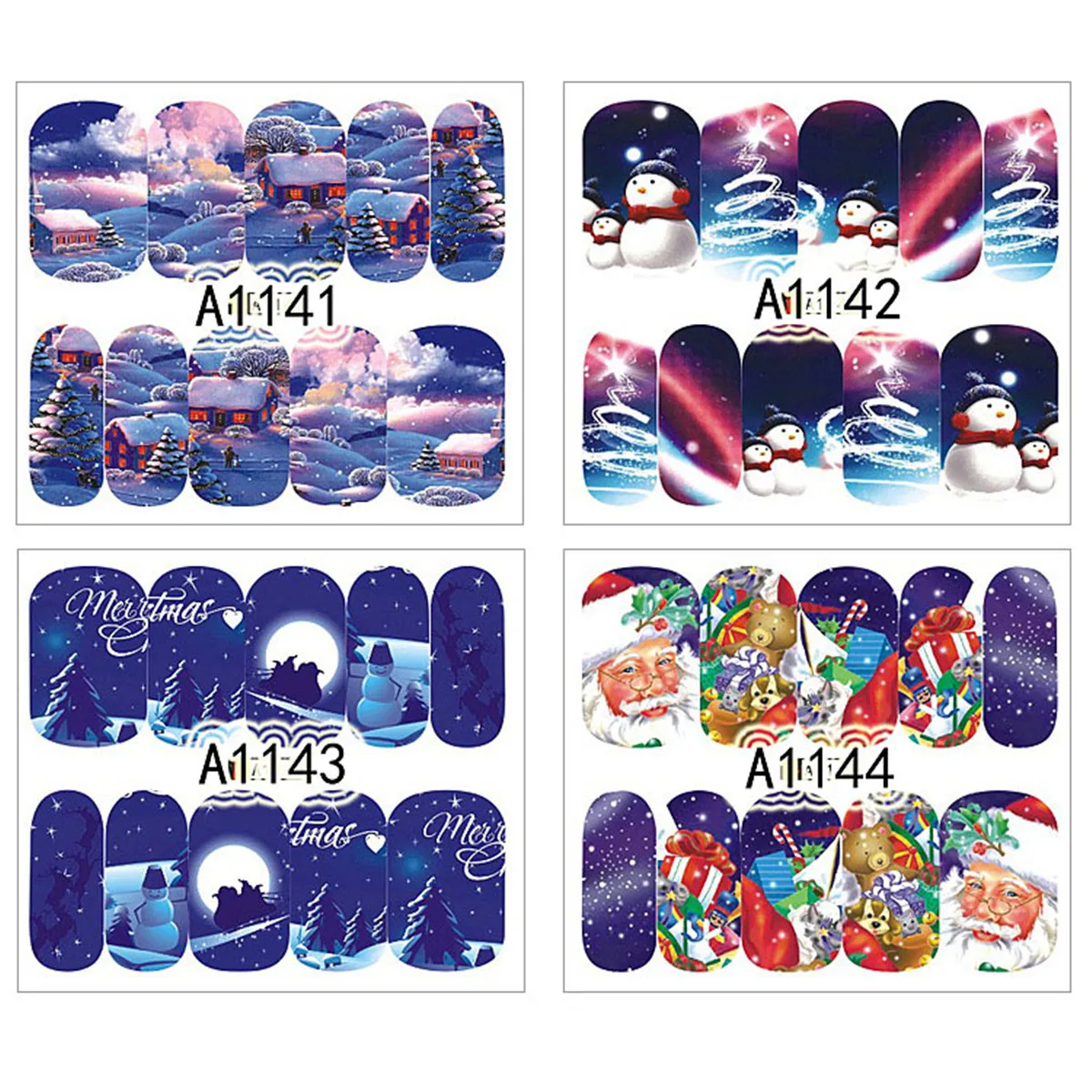 12 листов рождественские наклейки для ногтей 3D тату сделай сам праздничный