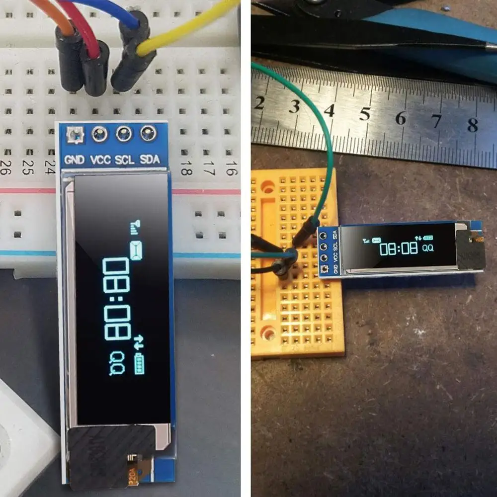 0 91 ''ЖК-дисплей IC DIY модуль OLED SSD1306 для Anduino 128x32 I2C Белый Синий DC 5V дюйма 6Pin IIC