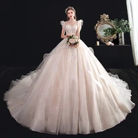 gorgeous luxury wedding dresses high neck a line exquisite lace appliqu%c3%a9 beading court train wedding dream princess bridal gowns