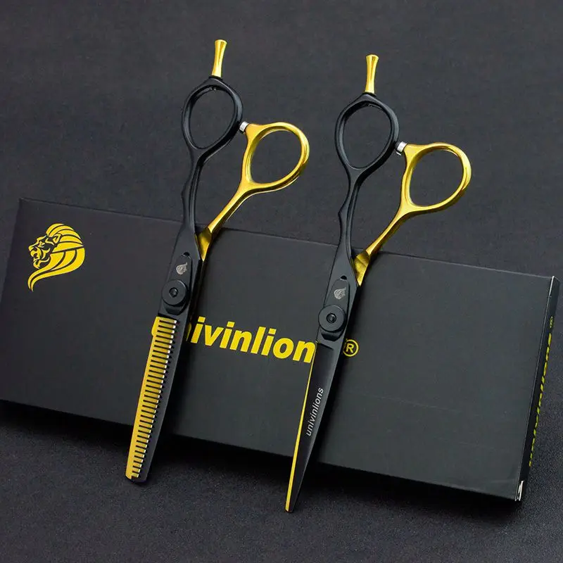 5 5/6 &quotподарочные черные золотые парикмахерские ножницы для стрижки волос