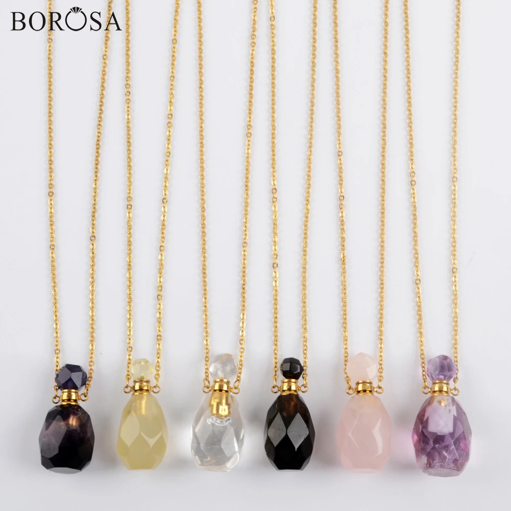 3 шт. 19 дюймов камни подвеска в виде бутылочки парфюма колье диффузор длинная
