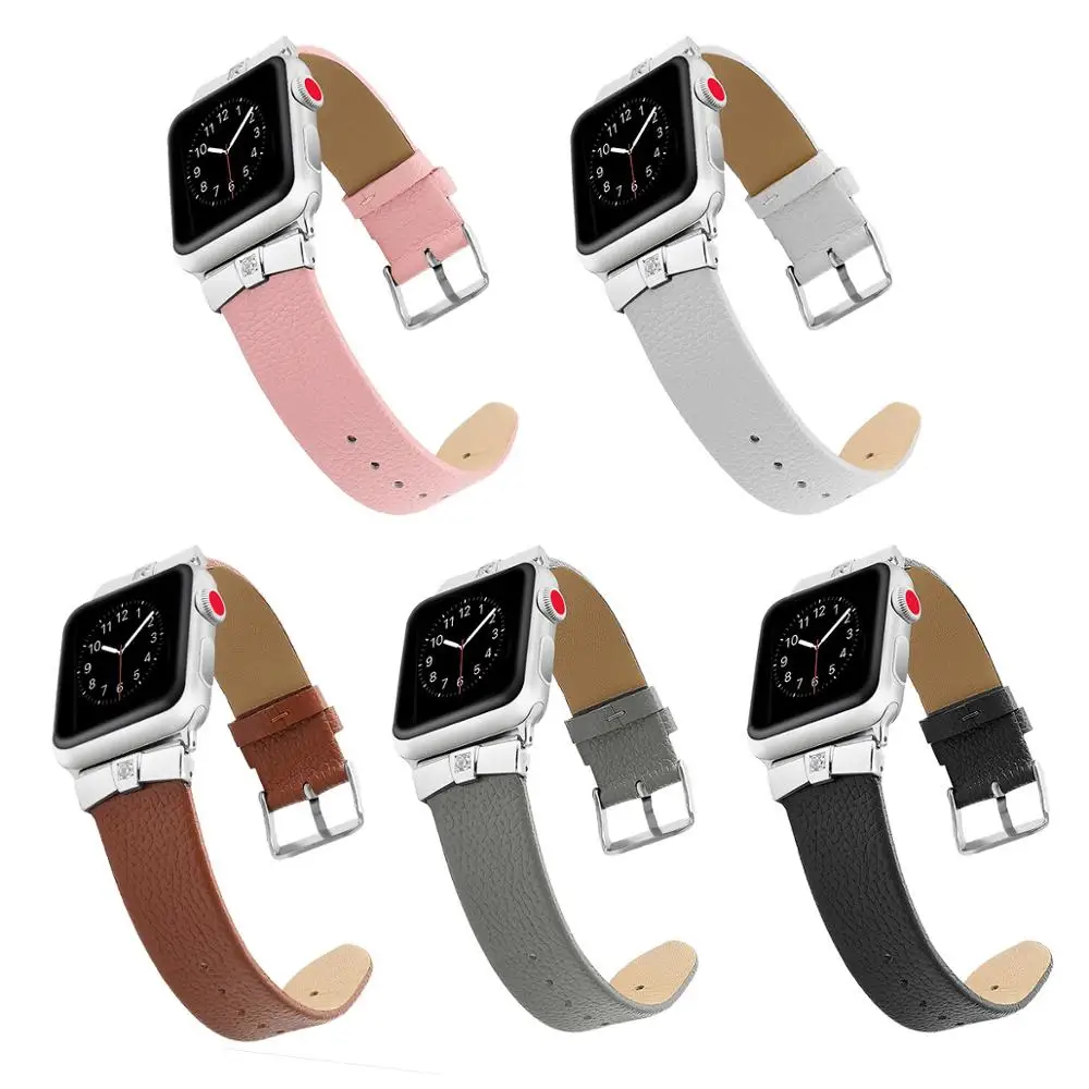 

Luxury Cow Leather Watch Strap Replacement For Apple Watch Band 44mm 40mm / 42mm 38mm Series 5 4 3 2 1 iWatch Watchband