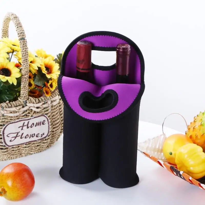 Portable 2 Bottles Neoprene Wine Bottle Freezer Bag Cooler Wine-bottle Protect Insulated Covers Beer Cooling Holder Carrier | Дом и сад