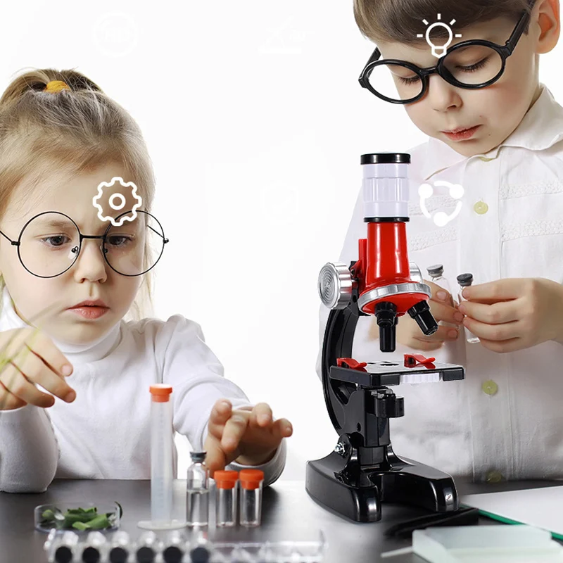 

Детский набор микроскопа научная лаборатория светодиодный 100-1200X Биологический микроскоп домашняя школа Обучающие игрушки детские оптические инструменты