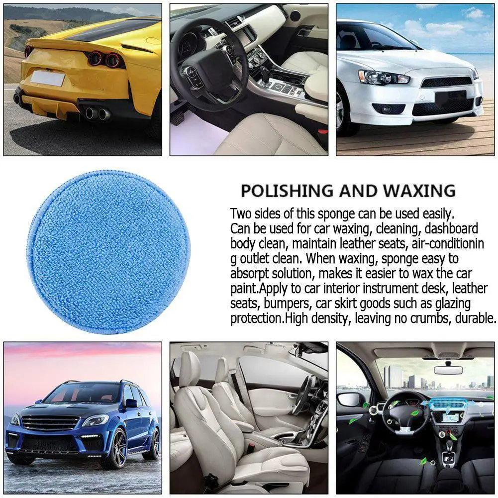 10 шт. 5-дюймовая Автомобильная восковая губка Синий Круглый аппликатор Легкая