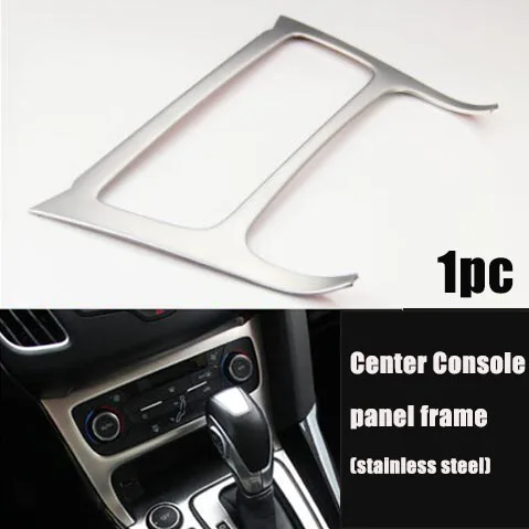 Steel Console Panel Car Styling Accessories Gear Panel Water Cup Holder Trim Decorative Sticker For Ford Focus 3 mk3 Sedan Hatchback - Название цвета: Steel Console Panel
