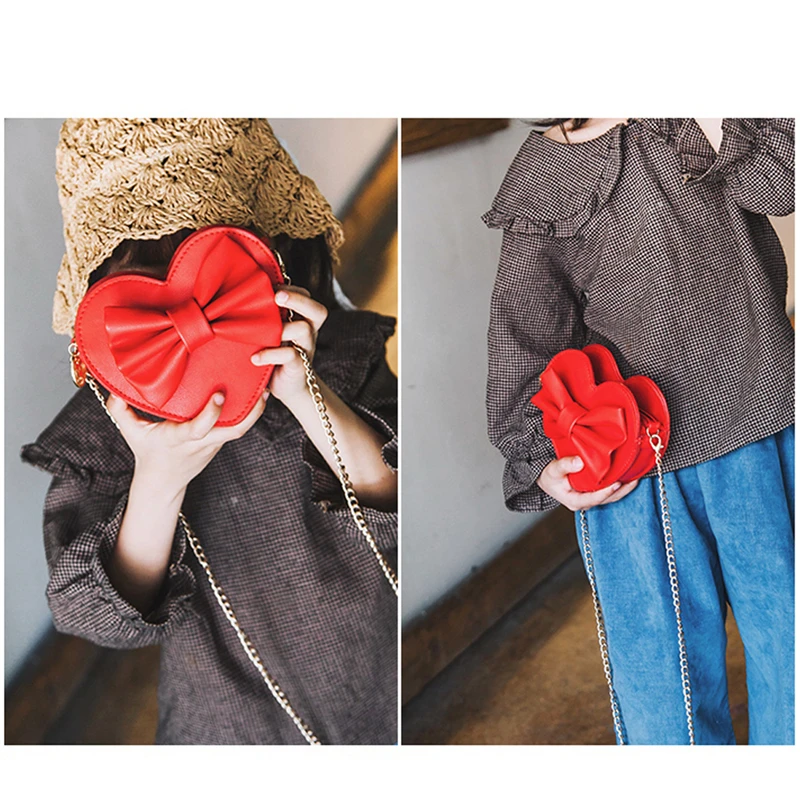 

Cute Kids Mini Messenger Bag Children Casual Fashionable PU Princess Bowknot Shoulder Bags Girls Heart handBags