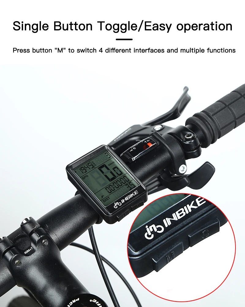 INBIKE Водонепроницаемый велосипедный компьютер беспроводной и проводной MTB светодиодный цифровой датчик скорости велосипед одометр секундомер Спидометр Часы
