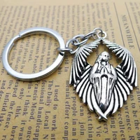 new heart shaped angel wing pendant diy mens car keychain ring holder keyring souvenir jewelry gift