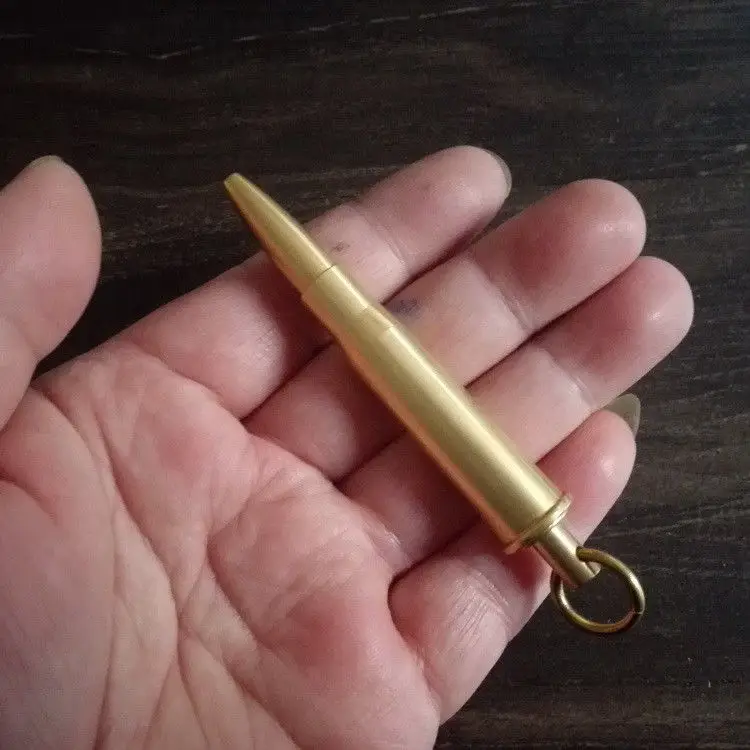 Brass Ballpoint Pen Mens EDC Mini Outdoor Metal Rollerball Pens Key Chains Keychain Ring Fob Charms Pendant Accessories Gift | Украшения и