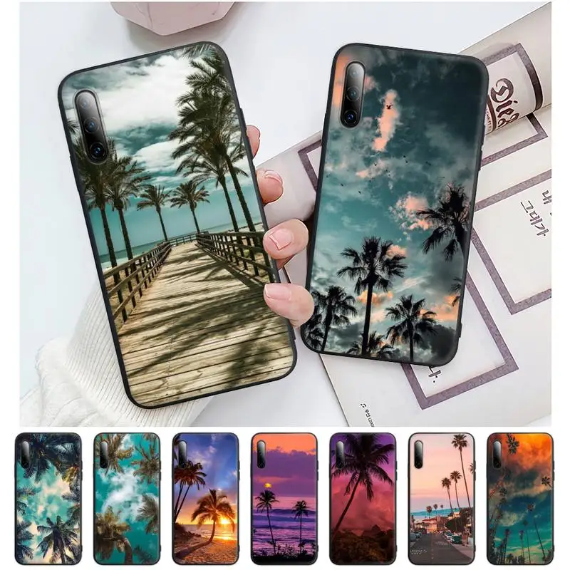 

At Sunset On Sea Palm Tree Black Silicone Mobile Phone Cover Case For Huawei P9 P10 P20 P30 P40 Lite Pro P Smart 2020 2019