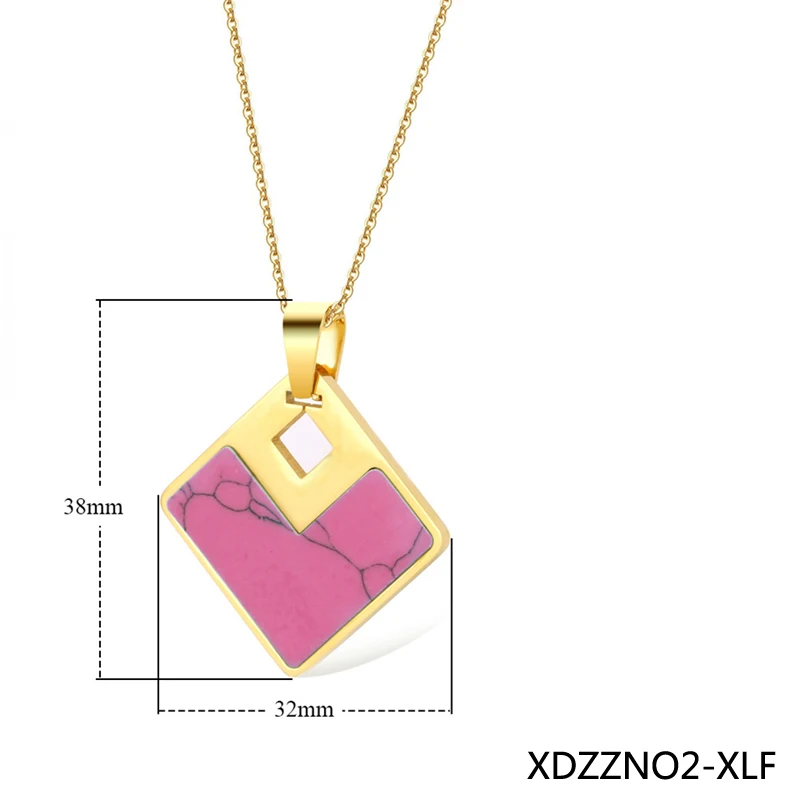 Blue Pink Square Oblong Design Necklace Pendant Earrings Jewlery Sets for Women Gift Fahion XDZZNO2 | Украшения и аксессуары