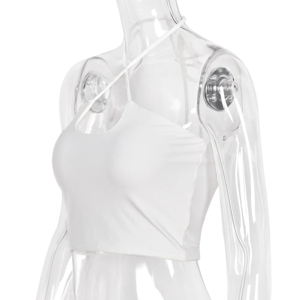 

2021 Spring Hot Sexy Slim White Halter Strap T-shirt Top Women Tank Halter White Crop Top Dropshipping
