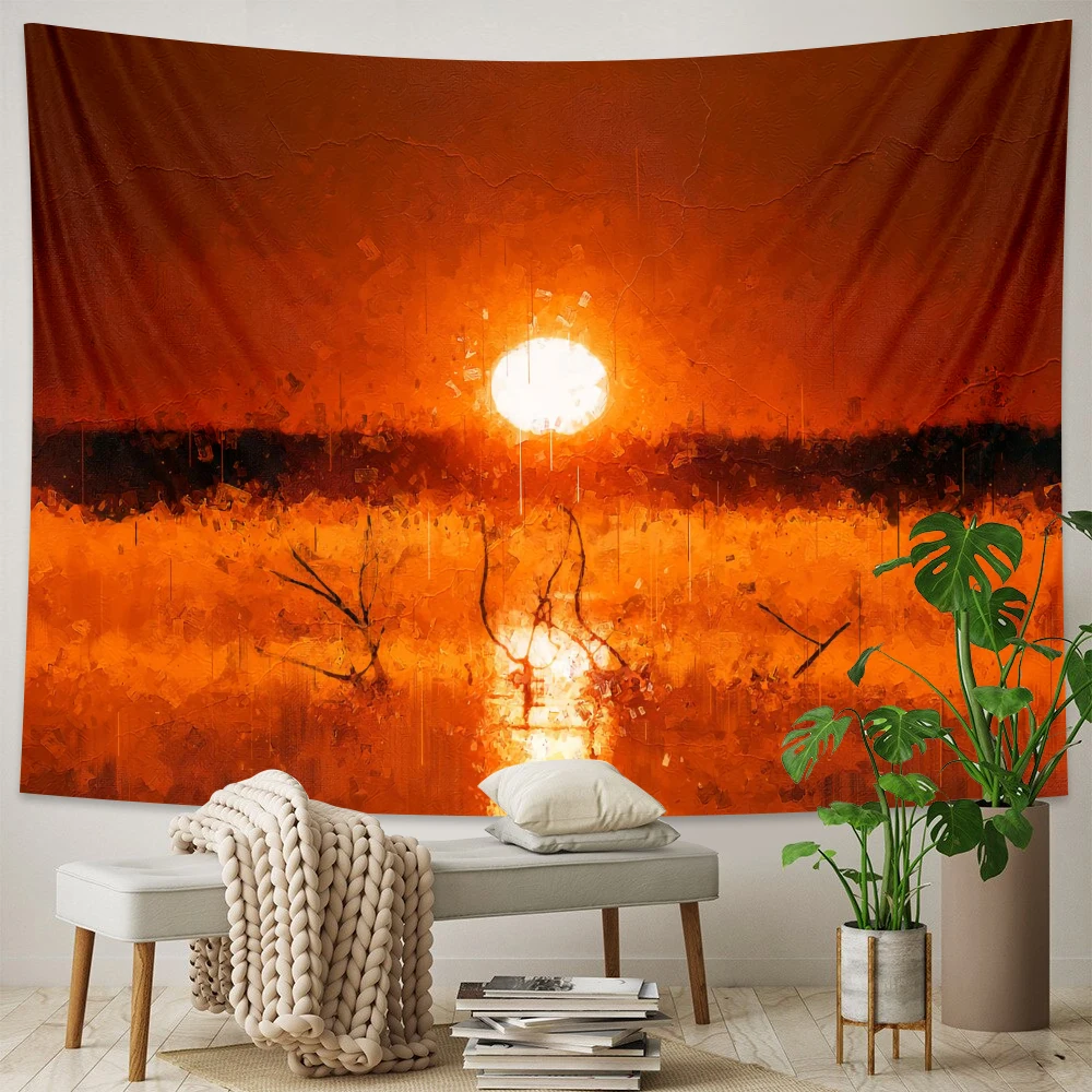 

Modern simple oil painting wall tapestry Hippie bedroom home decoration tapestry Bohemian decorative Yoga mattress sheet