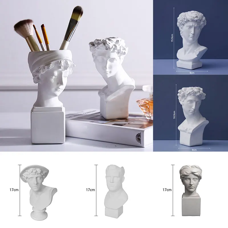 

Art David Portrait Vase Nordic Style Resin Human Head Flower Vase Photography Prop Ornaments Home Decoration