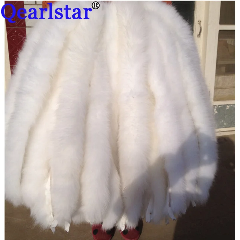 Женская и мужская теплая зимняя куртка Qearlstar воротник из 100% натурального Лисьего
