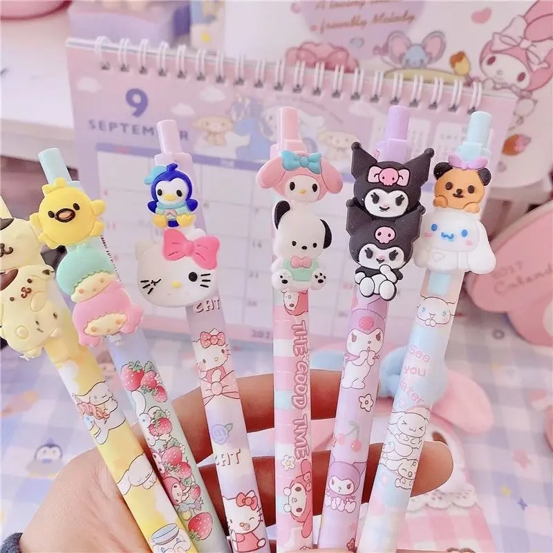 

Kawaii Cartoon Image Press Neuter Pen Black 0.5 mm Super Cute Cartoon Student Supplies School Office Supplies Stationery