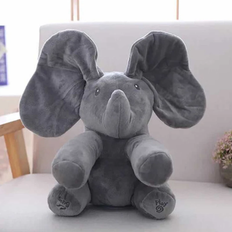 

Peekaboo elephant covering eyes plush toy can sing and tell stories baby elephant children's electric doll with music