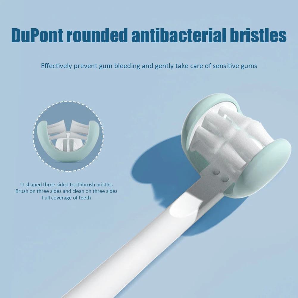 Нано-зубная щетка для детей трехсторонняя USB перезаряжаемая ультразвуковая 3D