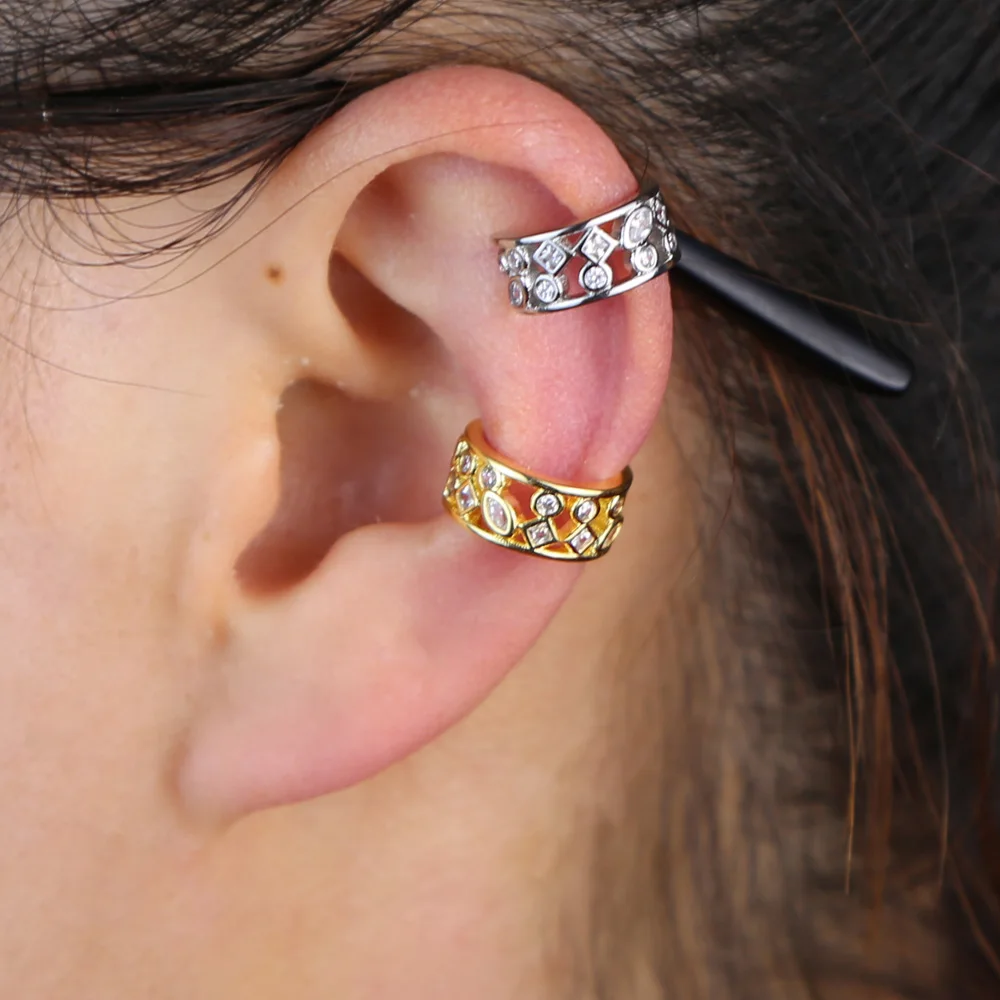 Новинка 2021 г. милая Минималистичная манжета для ушей 1 шт. заполненная золотом и