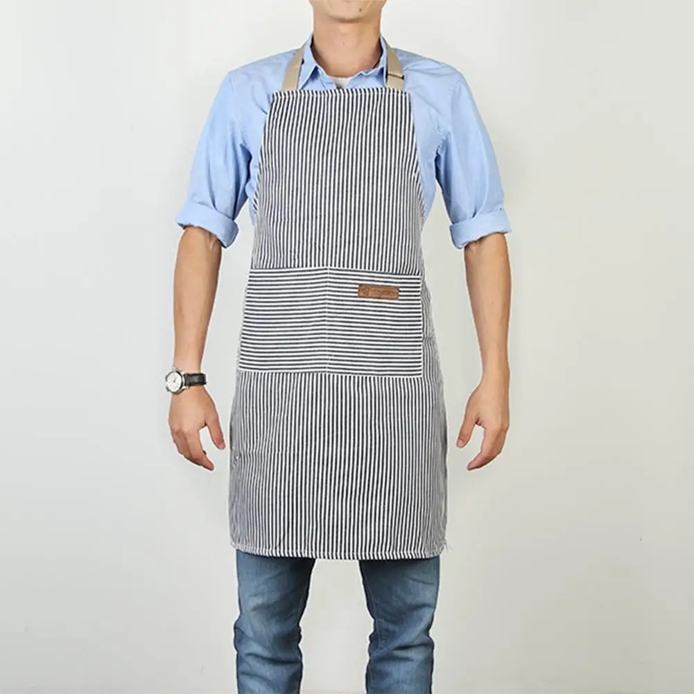 

Cotton Canvas Stripes Apron Baking Adjustable Kitchen Home Painting Beauty Supermarket Cafe Fast Restaurant Pinafore
