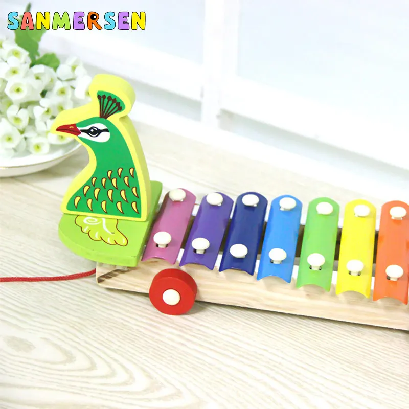 Детские музыкальные игрушки 2 в 1 деревянные детские 3D Животные ручное пианино