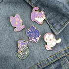 Фиолетовый Инопланетянин, звездная шляпа, бриллиантовый Кот, логотип, блестящая луна, лоб, планета, игрушка, кошка, индивидуальный лацкан, одежда, сумка