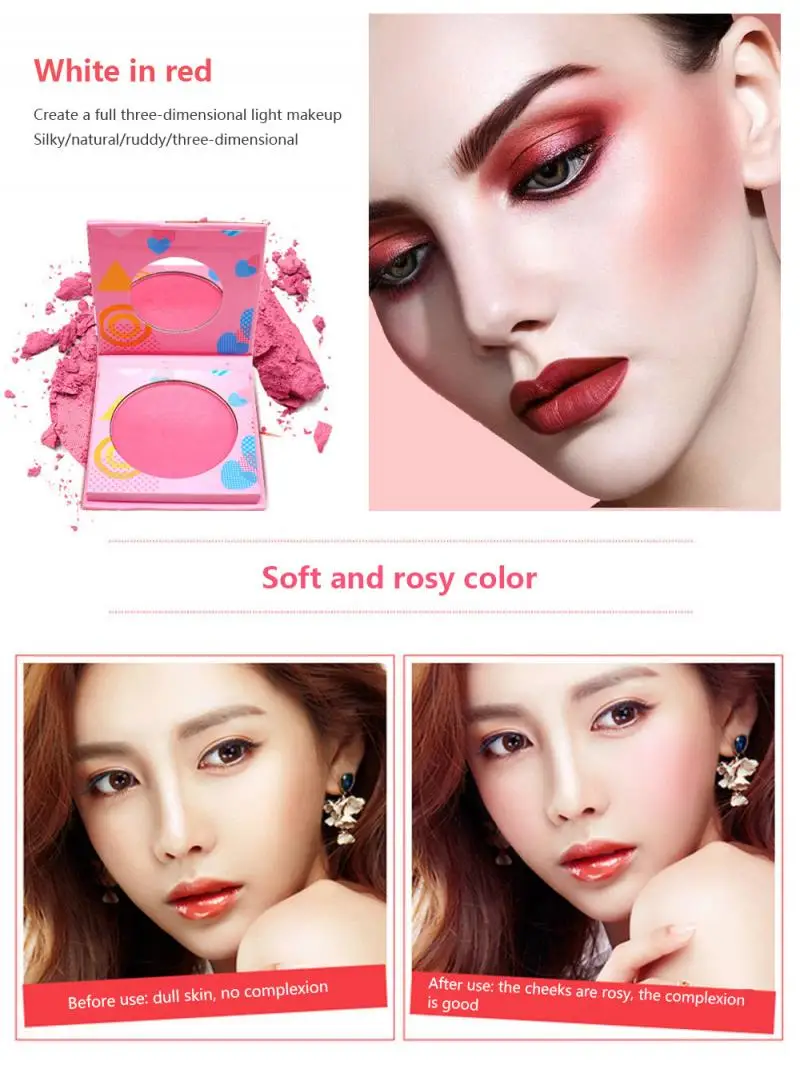 1 шт. Мультяшные Румяна Пудра щека макияж модная Девушка Художественная живопись