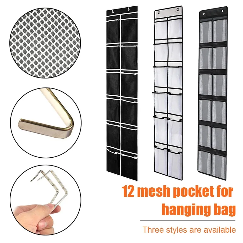 

12-grid Pockets Hanging Mesh Cloth Box Storage Organizer for clothes Sundries Closet Organizer Shoes Storage Bags For kitchen