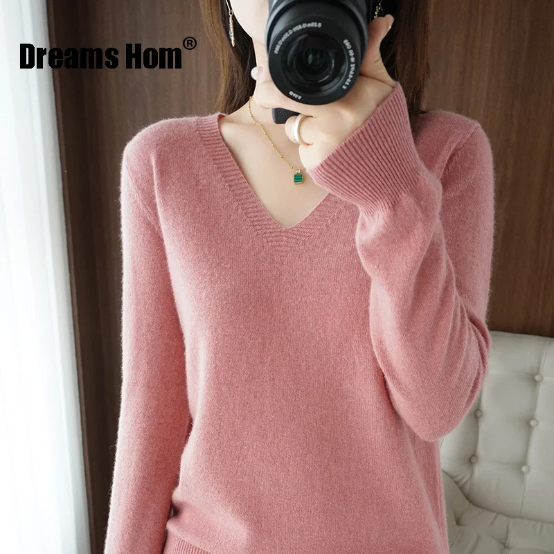 

Женский кашемировый пуловер с V-образным вырезом, с кружевным воротником