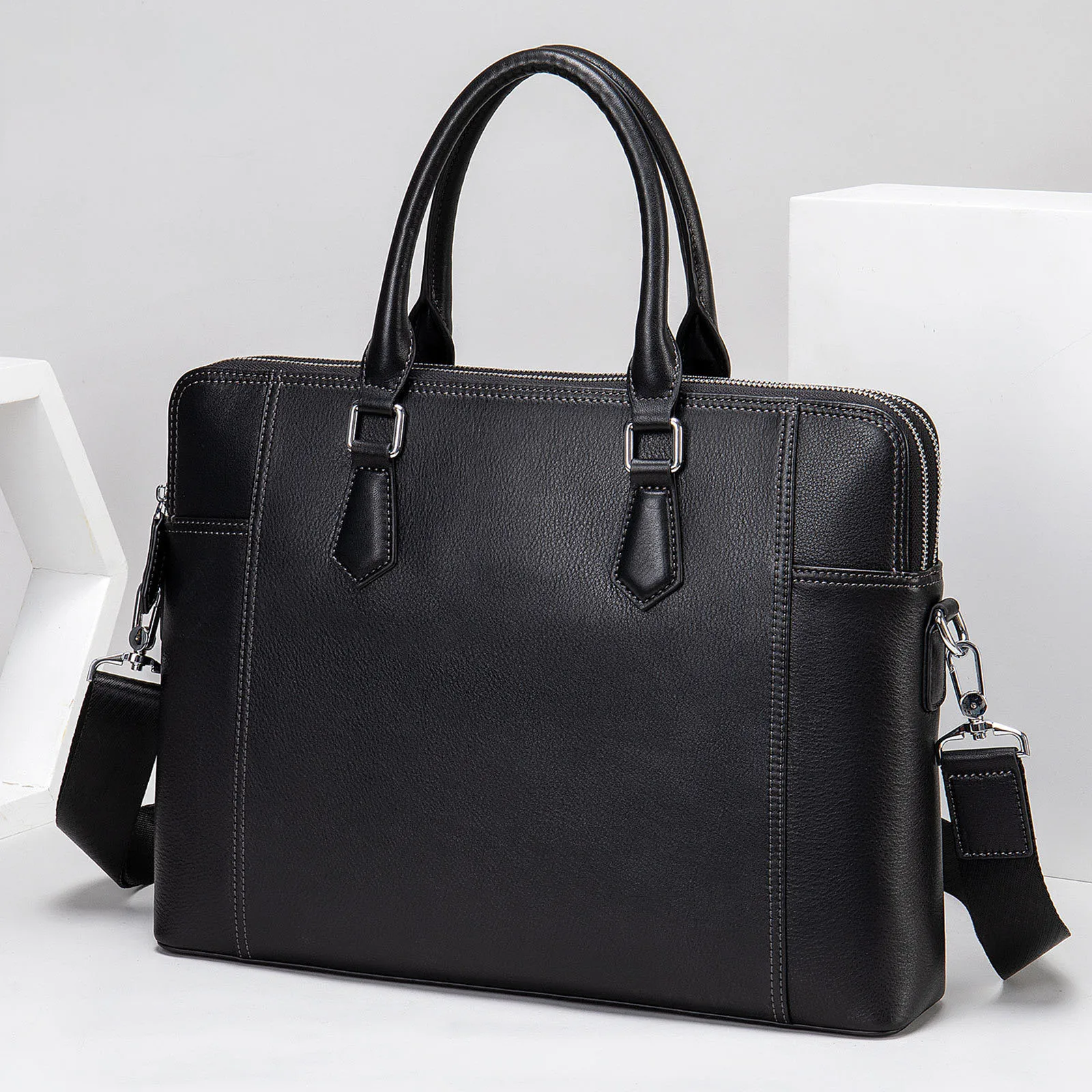 

2021 черная роскошная дизайнерская сумка для мужчин из натуральной коровьей кожи, 100% натуральный мужской портфель для бизнеса, сумка для ноут...
