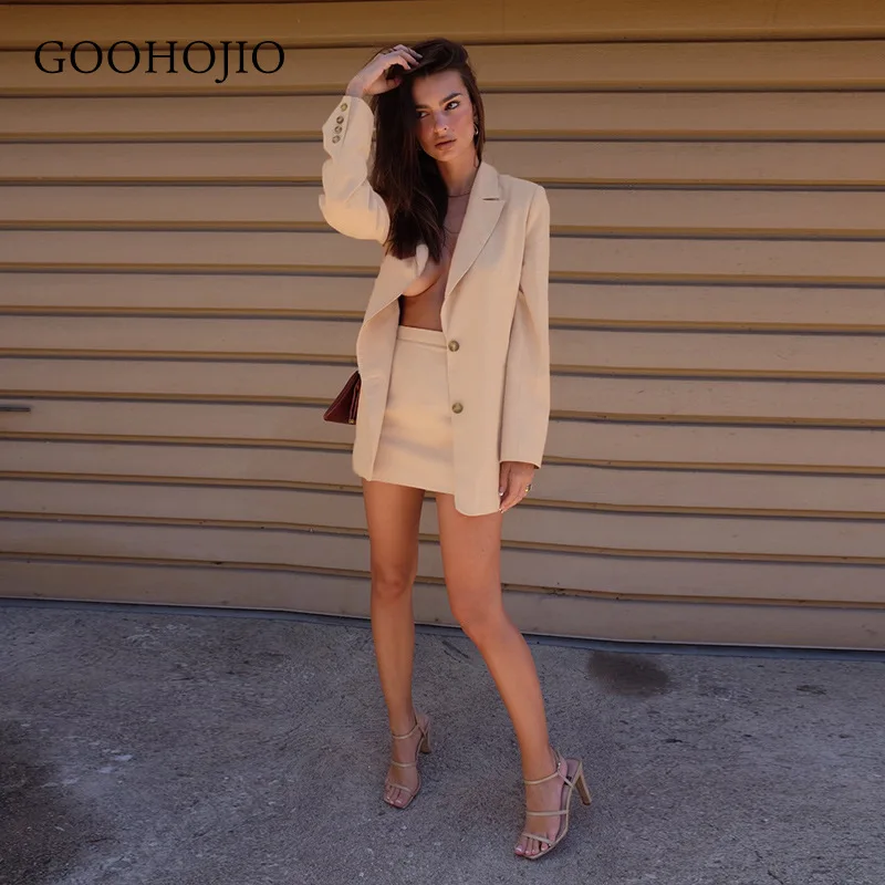 

GOOHOJIO 2021 New Spring Autumn Chic Dress Suits Women Fashionable Women Suits Dress Design Single-breasted Suits for Ladies