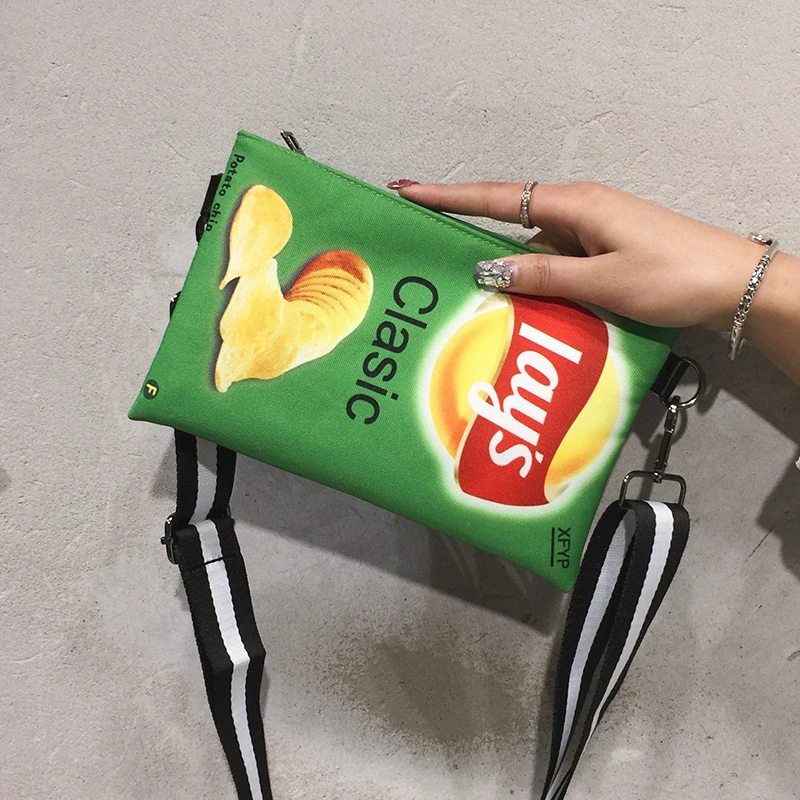 Сумка кросс-боди Женская с забавными Картофельными Чипсами парусиновая Сумочка